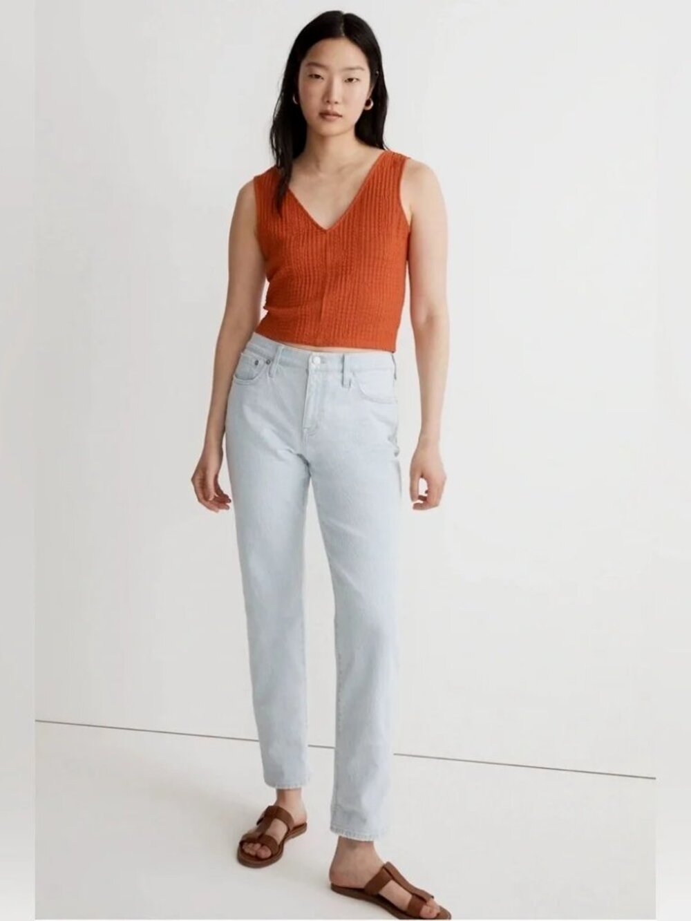 Madewell V-Neck Sleeveless Crop Top-Size XXS